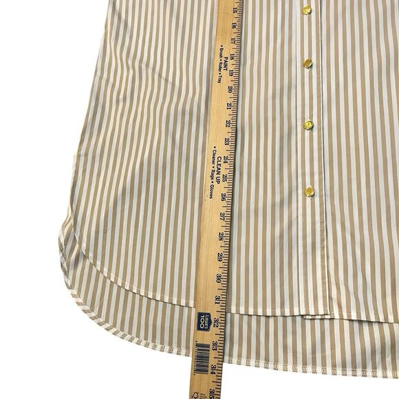 Jude Connally Kimber Button Down Tunic Top XL Long Sleeve Striped Sand Cotton - Picture 9 of 9